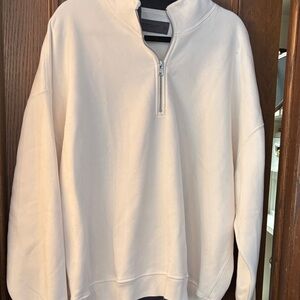 Abercrombie & Fitch Men's Off-White Zip-Up Sweatshirt